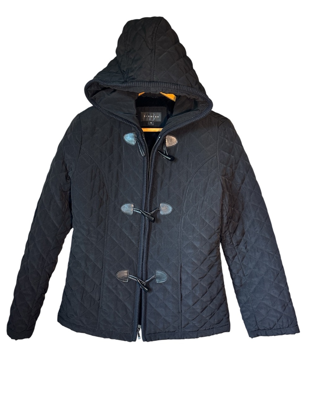 Braetan Women's Jacket Black Coat Size M Winter Hooded Toggle Quilted Cozy